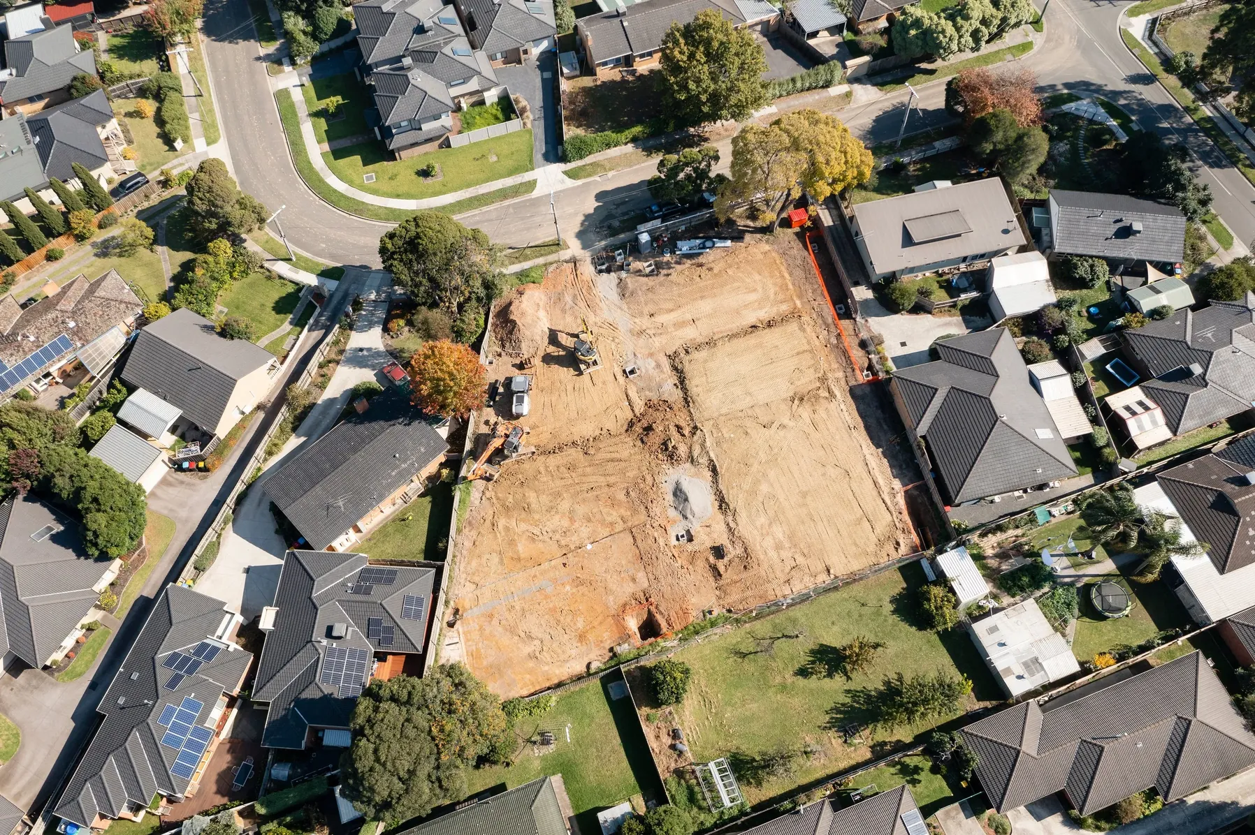 Aerial view of a cleared development site