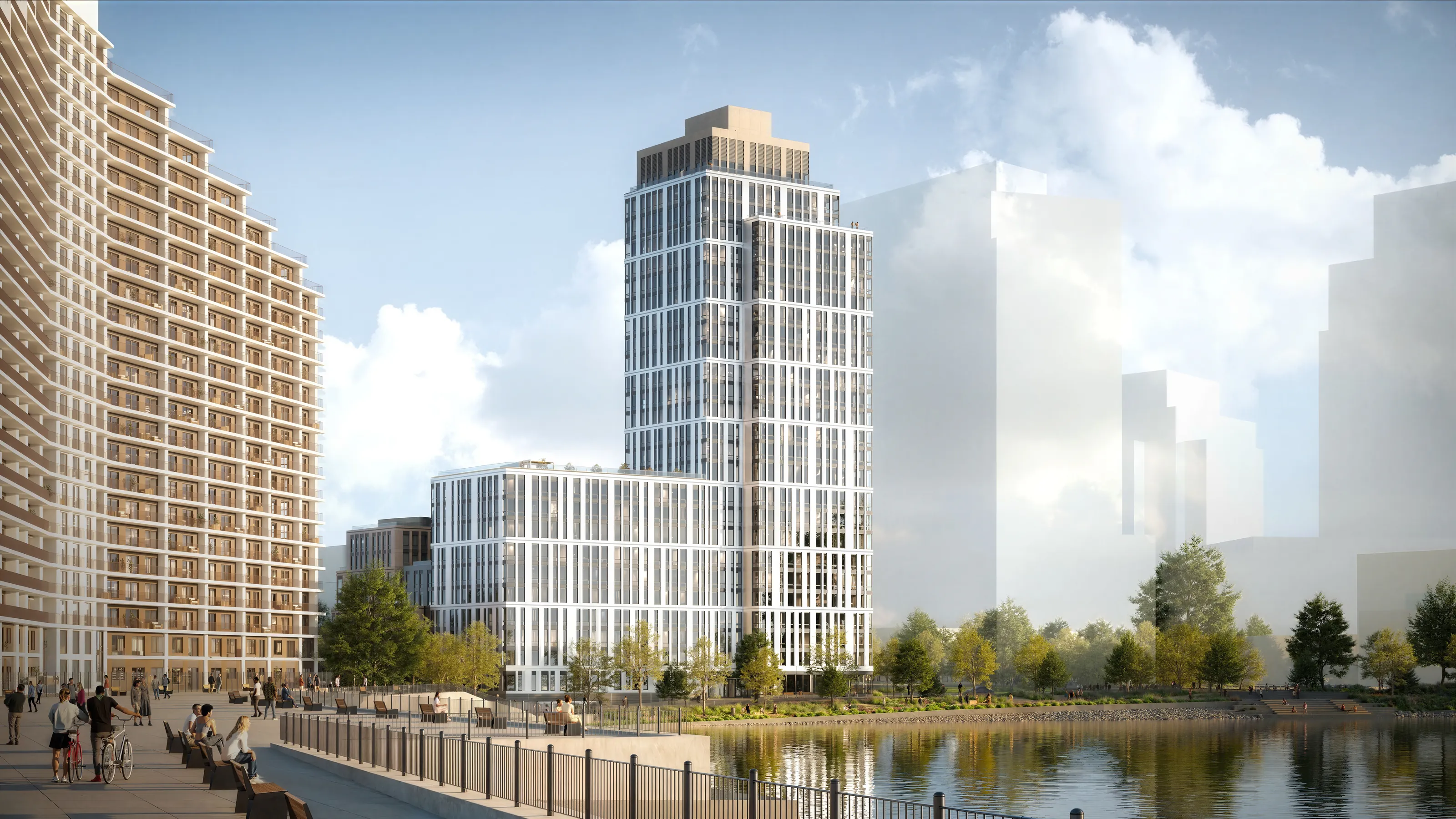 Waterfront residential development rendering