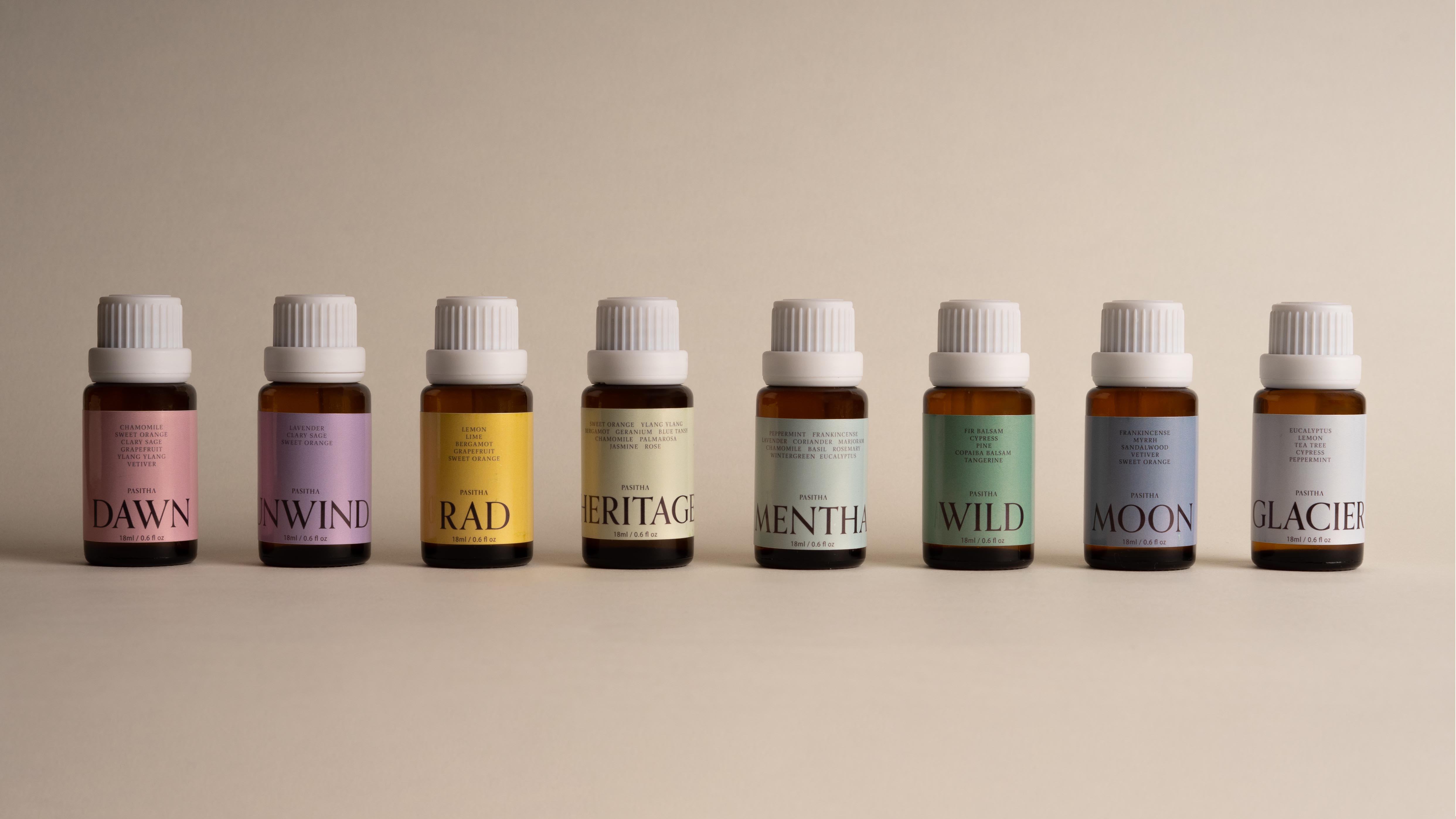 Pasitha essential oils brand identity with minimalist aesthetic
