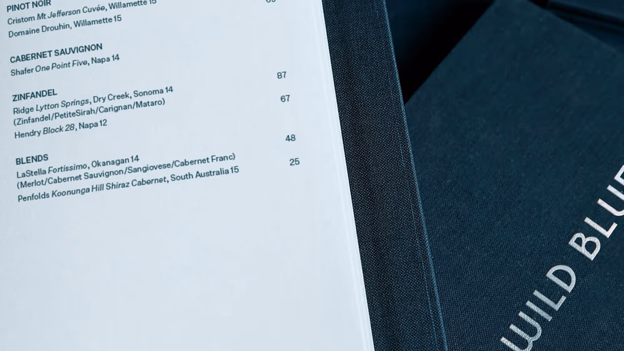 Wild Blue restaurant identity detail