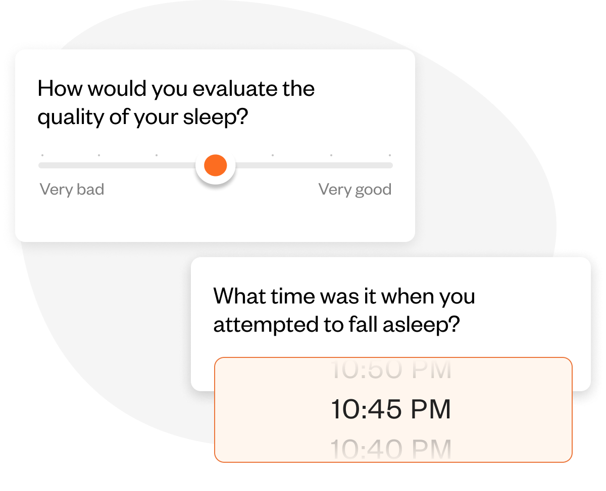 Hvil app sleep diary screens