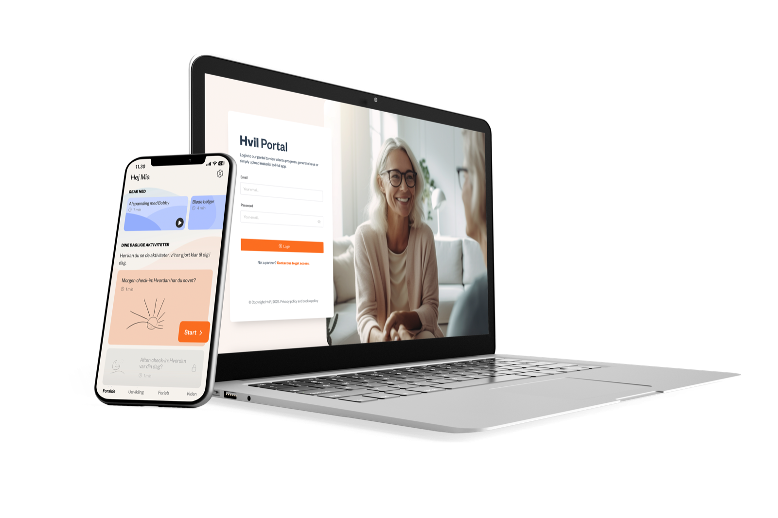 Hvil® Portal on mobile and computer