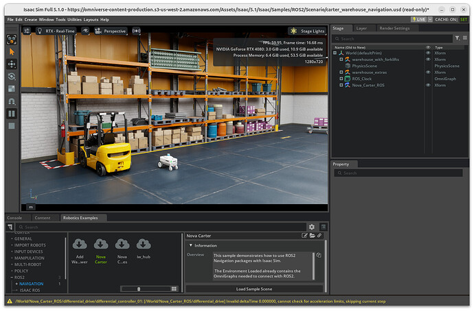 Robot navigating a warehouse