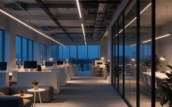 dusk, lamps on