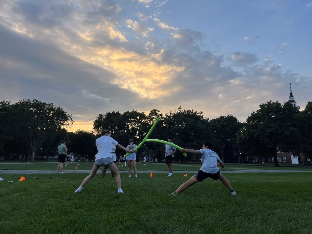 Students playing an evening game on the Dartmouth Green