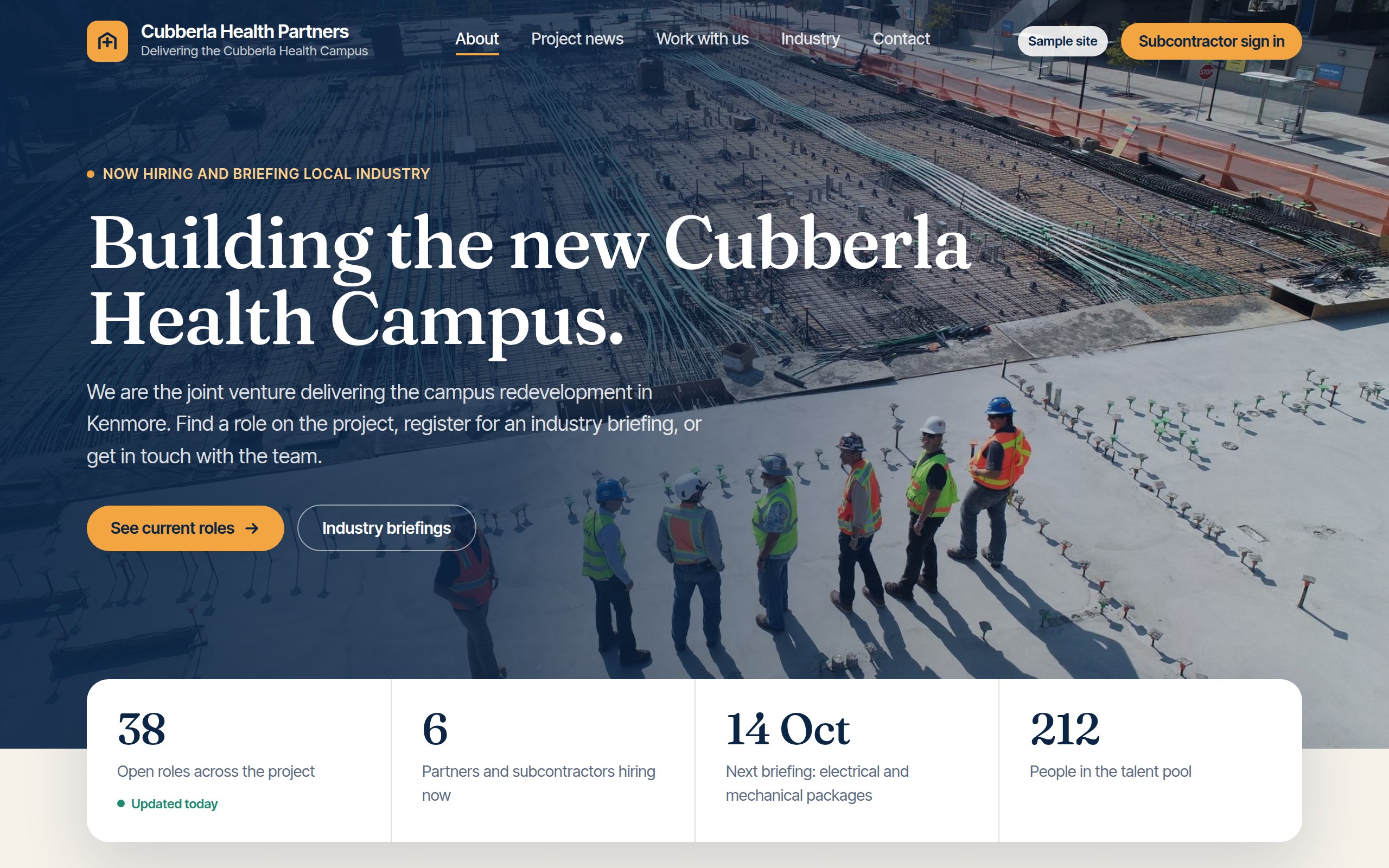 Sample joint venture website home page