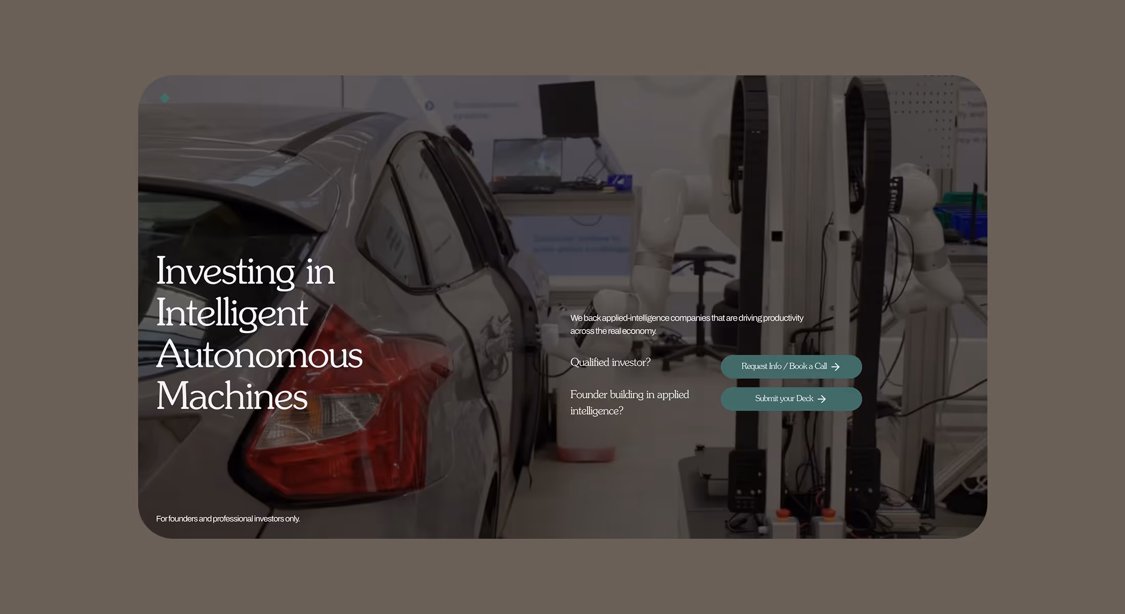Webflow website design for Star Bots Fund showing its intelligent autonomous machines hero