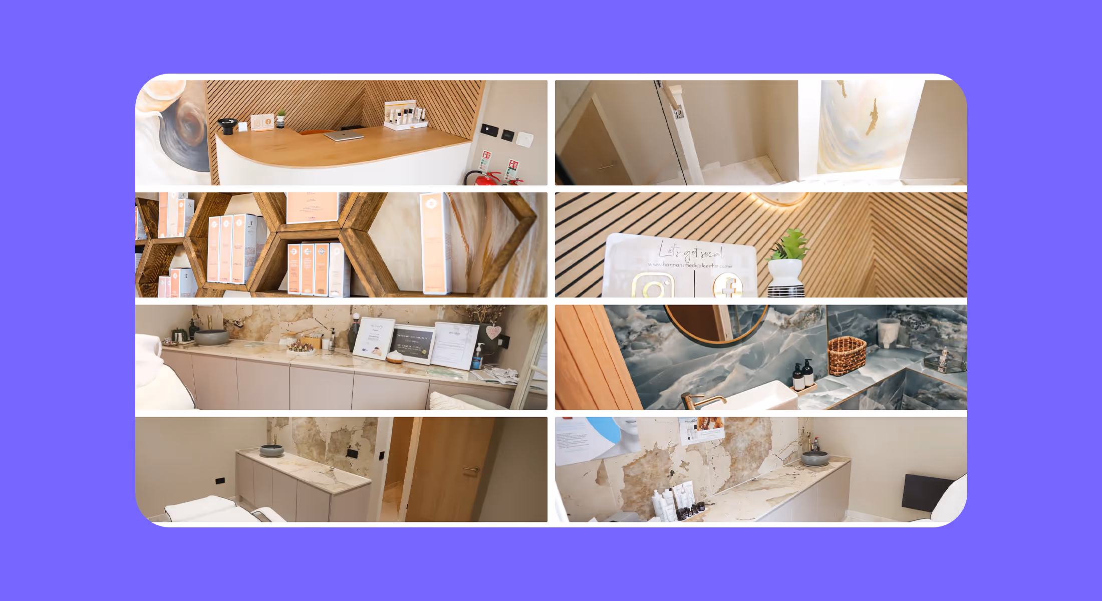 Gallery of treatment rooms at Hannah's Medical Aesthetics on the clinic website