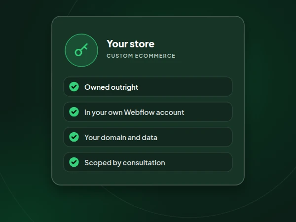 Illustration of a custom online store that you own outright, in your own Webflow account