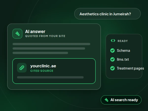 Illustration: set up so AI assistants and AI Overviews can name the clinic