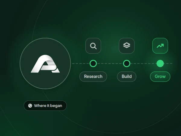 Illustration of the Apex Digital mark at the start of a path through research, build and growth
