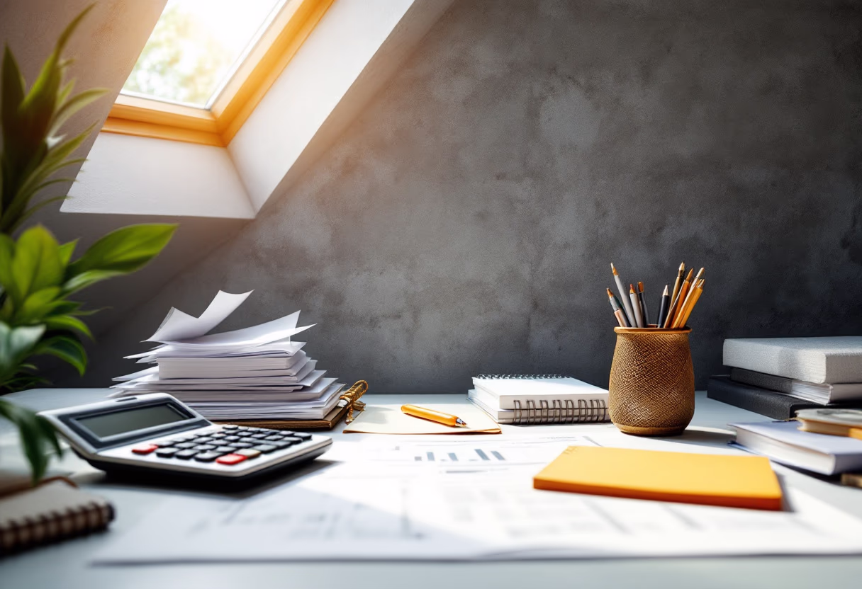 background image of calculator on desk (for a financial advisor)