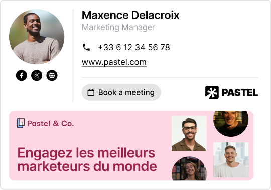 Exemple de signature email enrichie avec bannière marketing