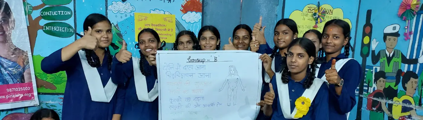 Attendees of a menstrual health education session at Government High School in Rajpura, Haldwani, led by Pinkishe Foundation.