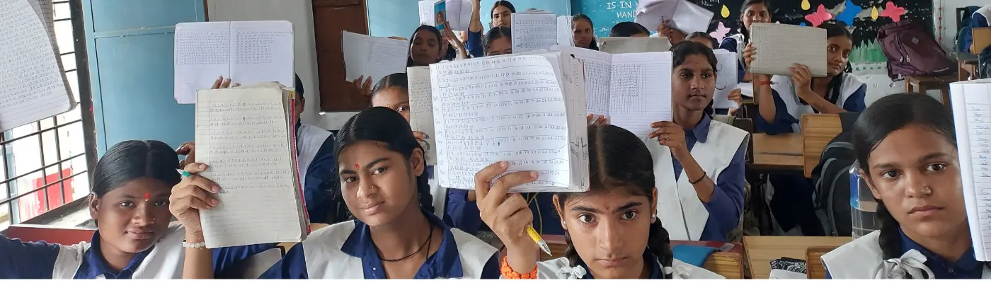 Menstrual health and hygiene literacy session conducted by Pinkishe Foundation at Government Inter College, showing young girls actively engaged in learning about menstrual care and hygiene.
