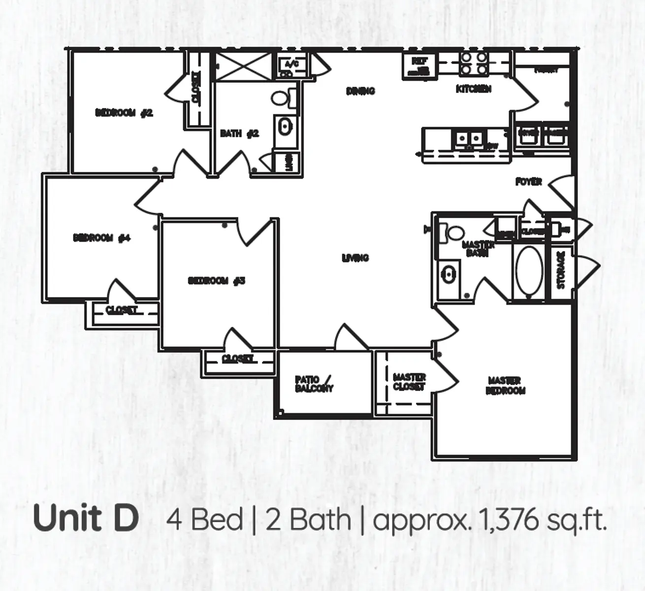 4 bed 2 bath 