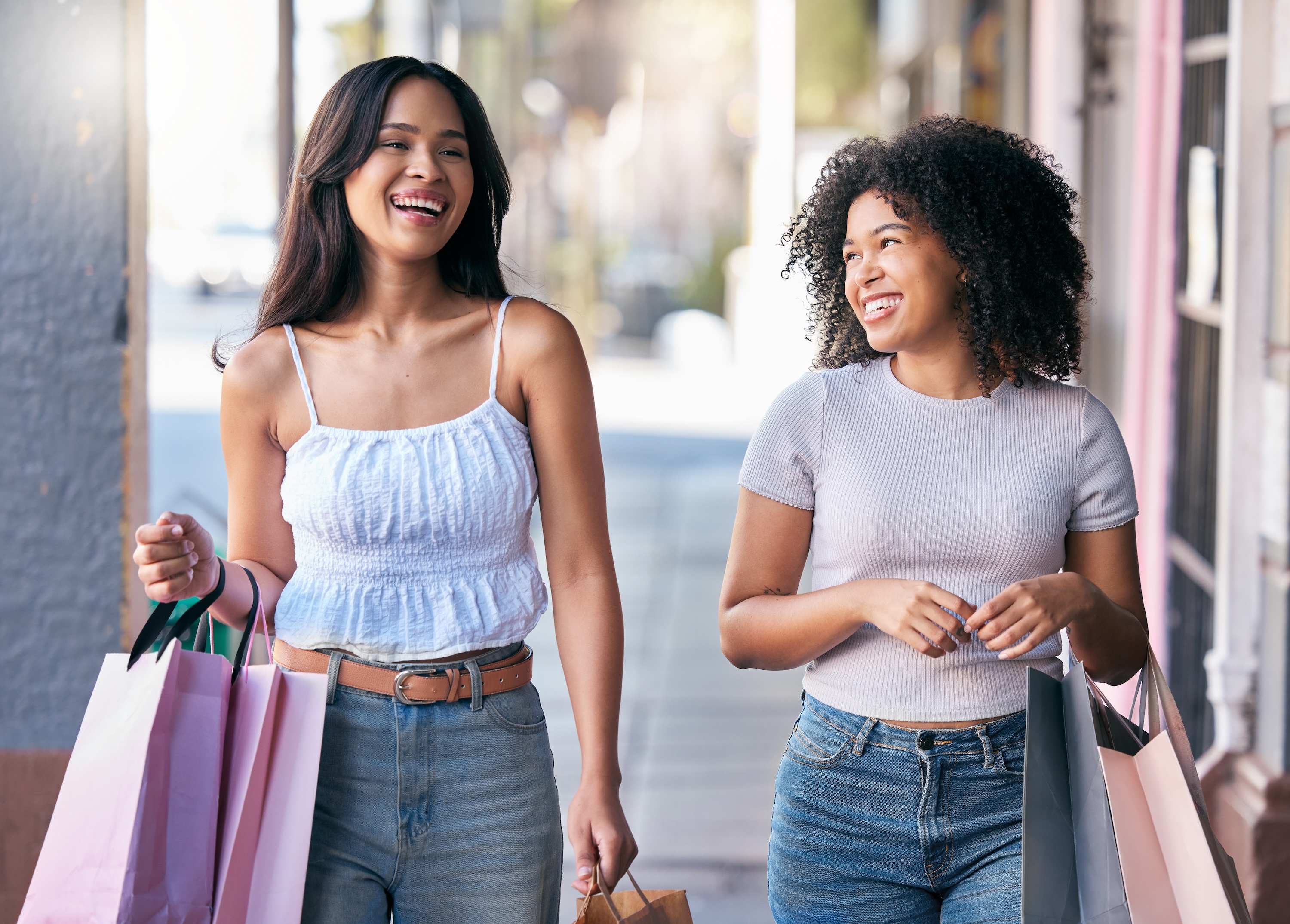 Friends shopping stock image