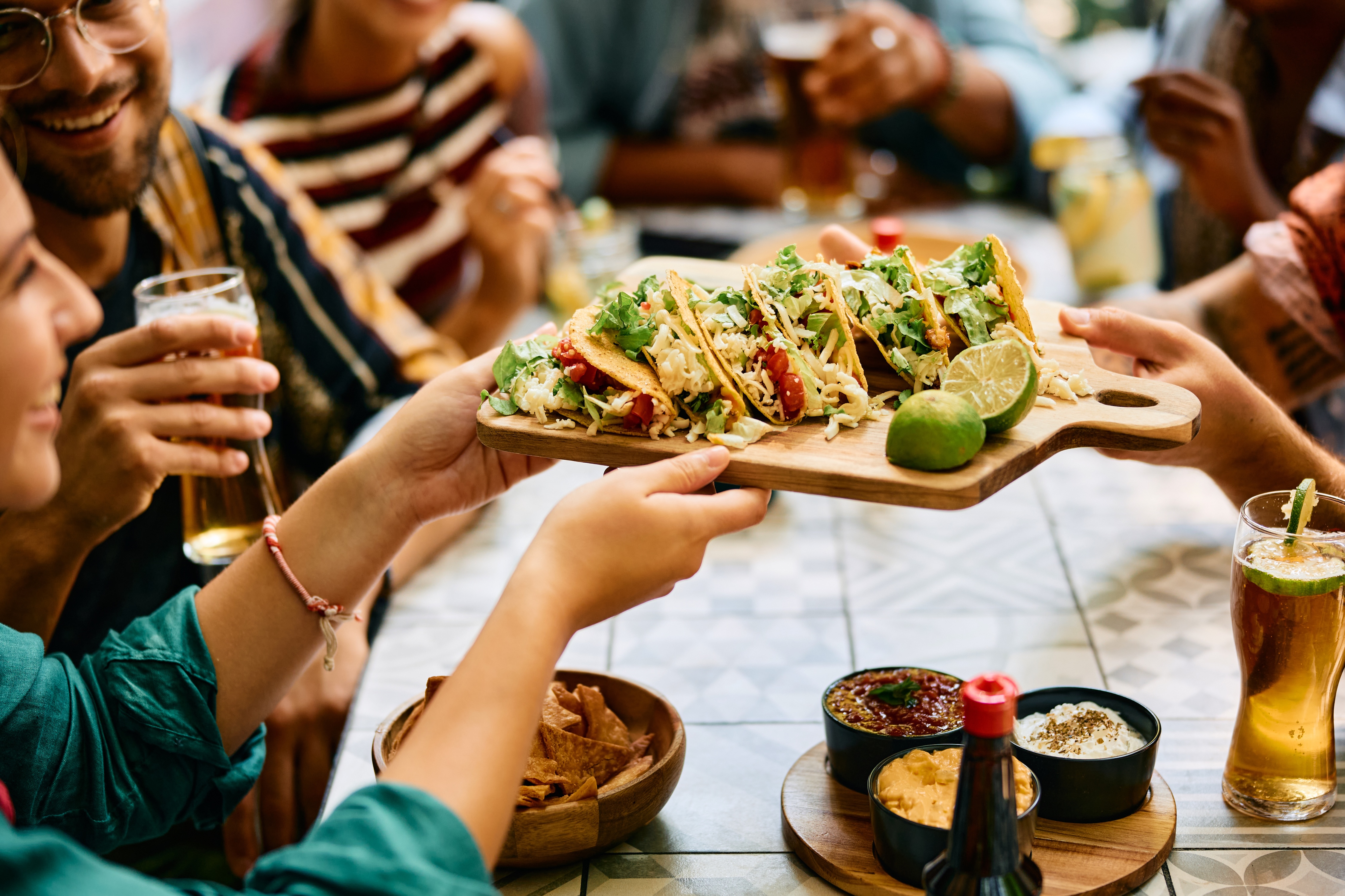 Tacos at a restaraunt stock image