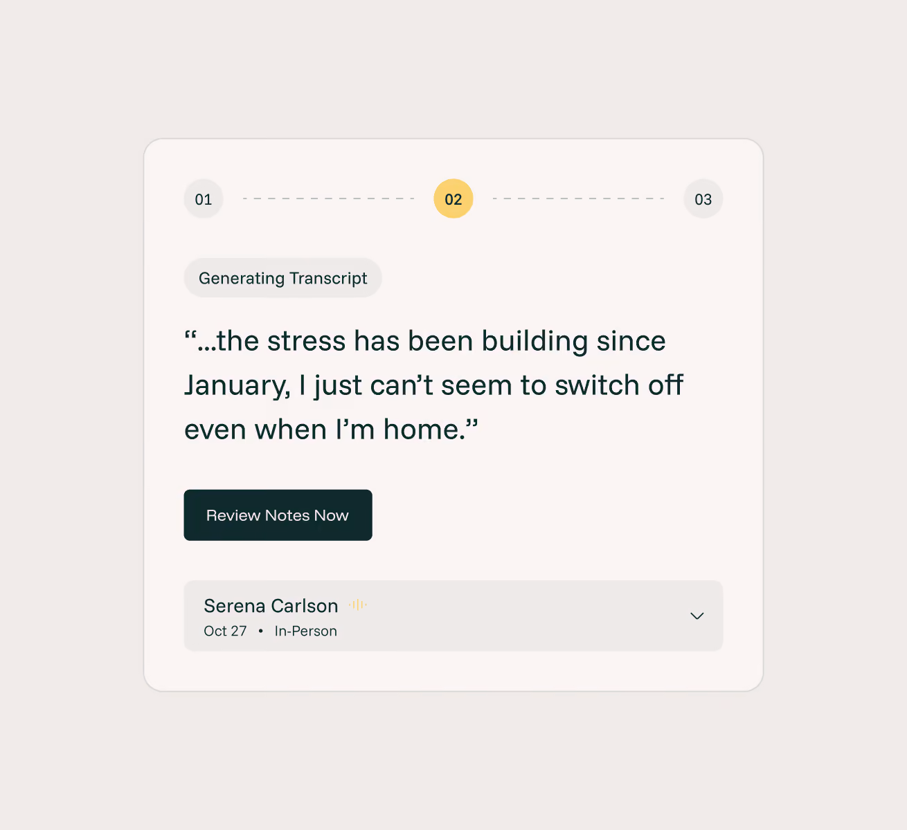 Interface showing a session transcript under review