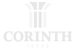 Corinth Texas city logo with stylized column and text.
