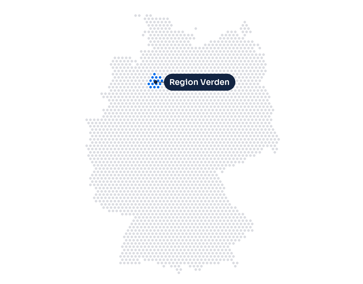 Punktkarte von Deutschland mit Markierung von Verden