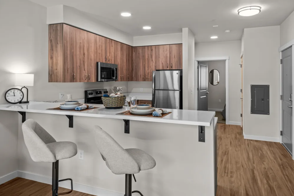View of bar in kitchen
