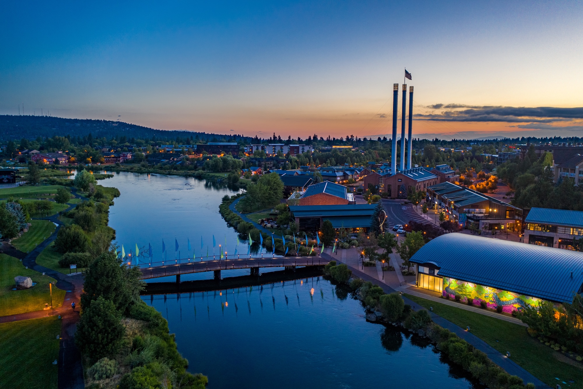Arial view of Bend Oregon stock photo