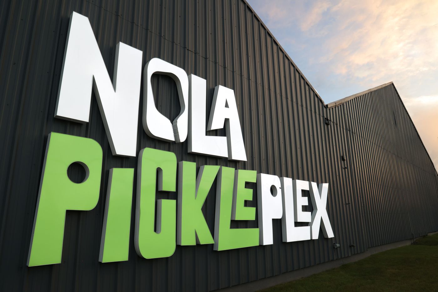 NOLA PicklePlex sign on the building at 500 Jefferson Highway, New Orleans