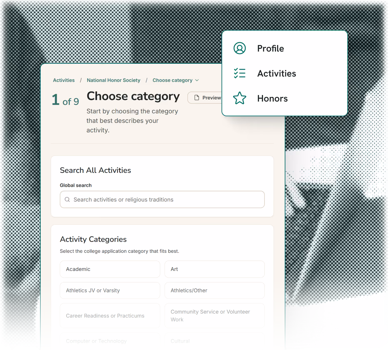 My College Activities - UI for adding an activity