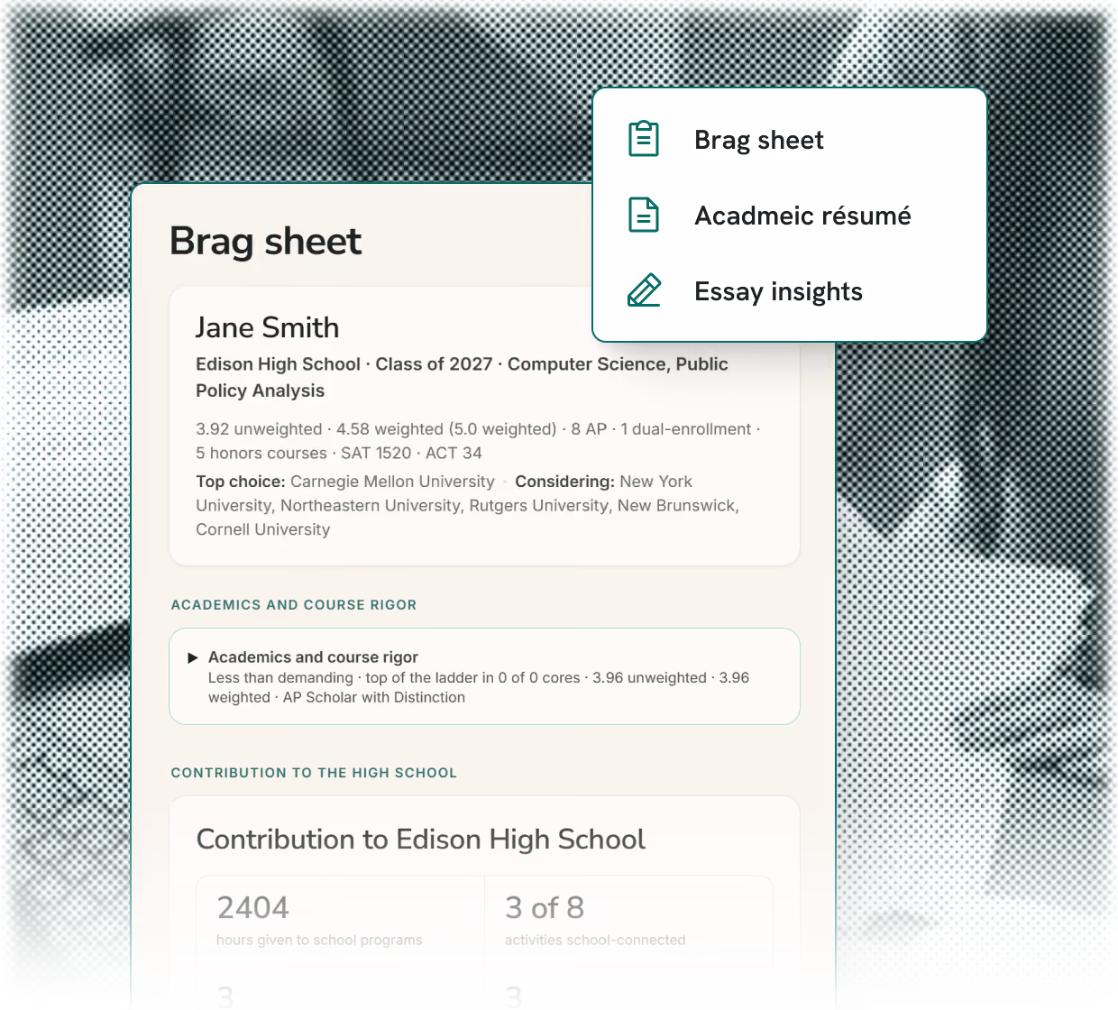 MCA UI - Brag sheet for Student