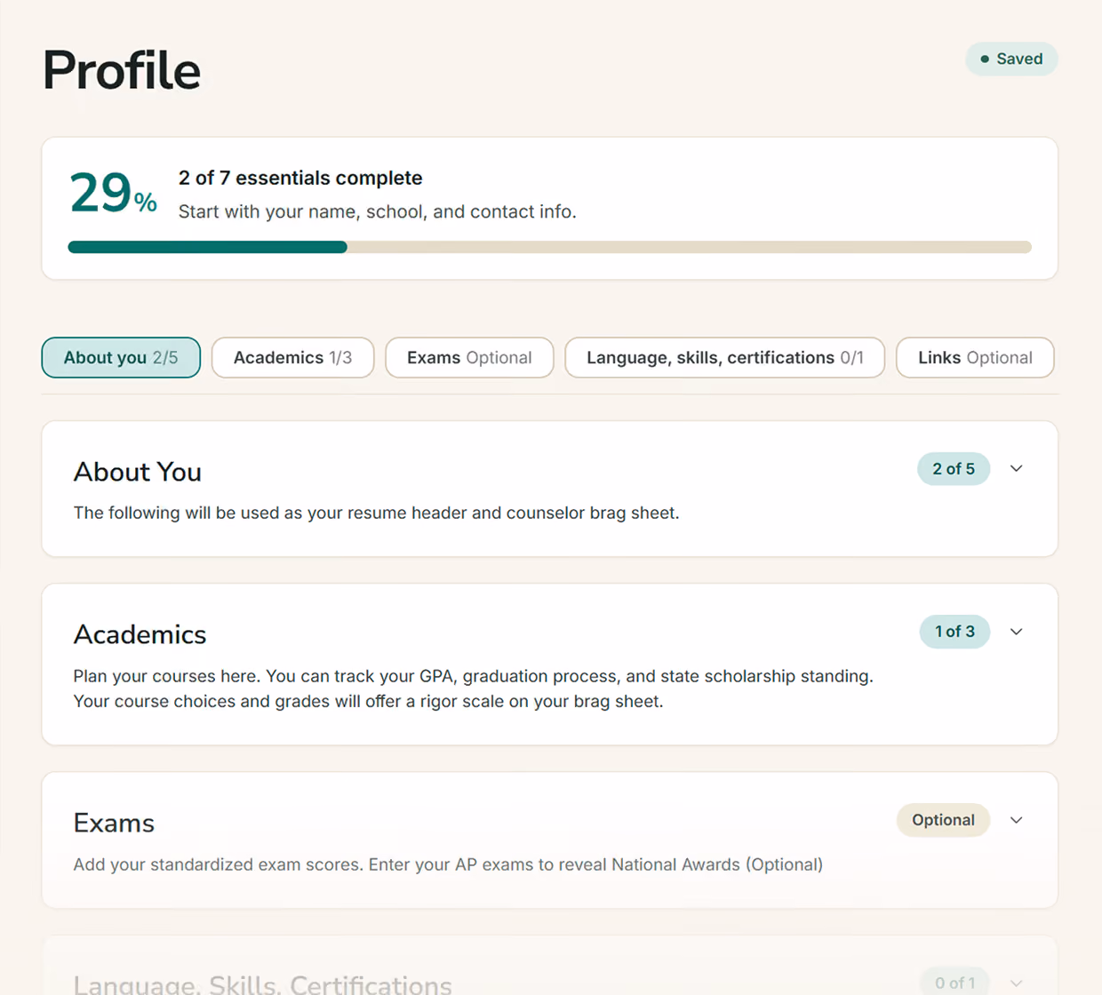 My College Activities Student Profile