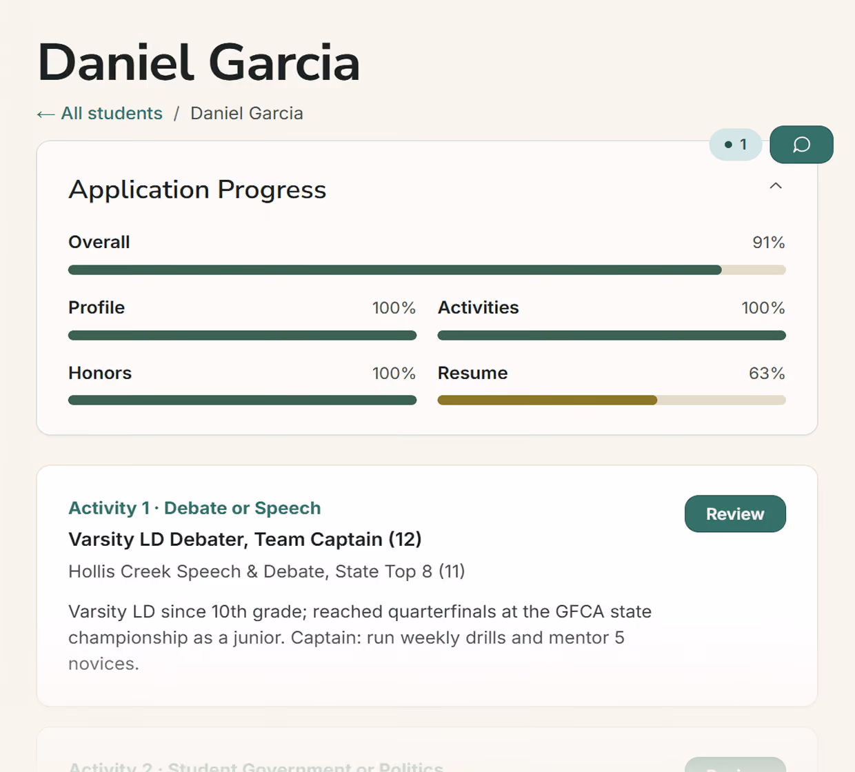 My College Activities Progress Tracking