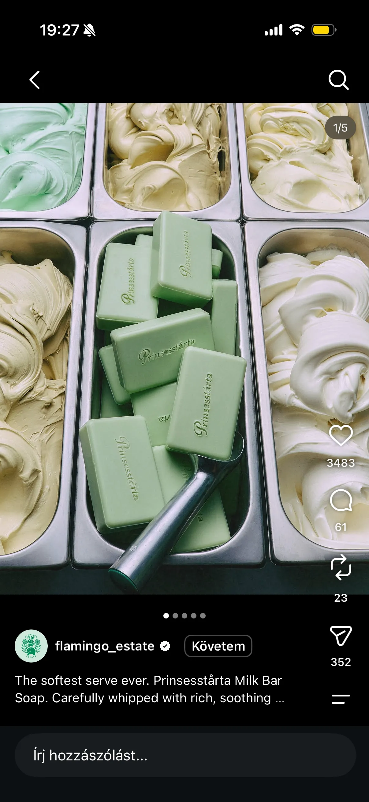 Green soap bars arranged in a tray