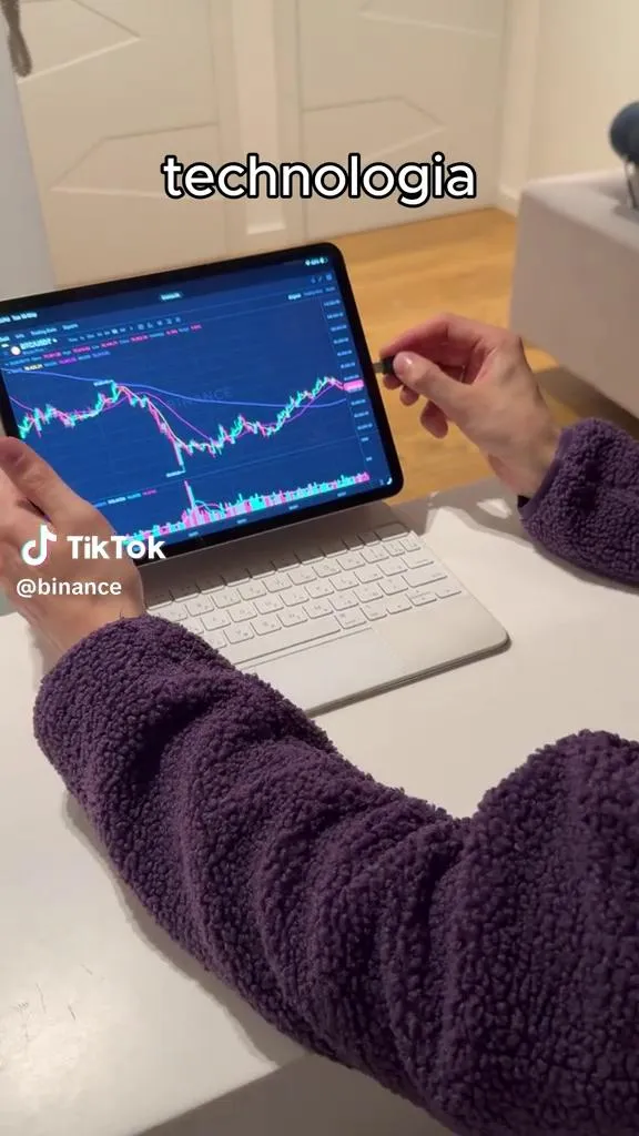 A person at a laptop looking at a market chart