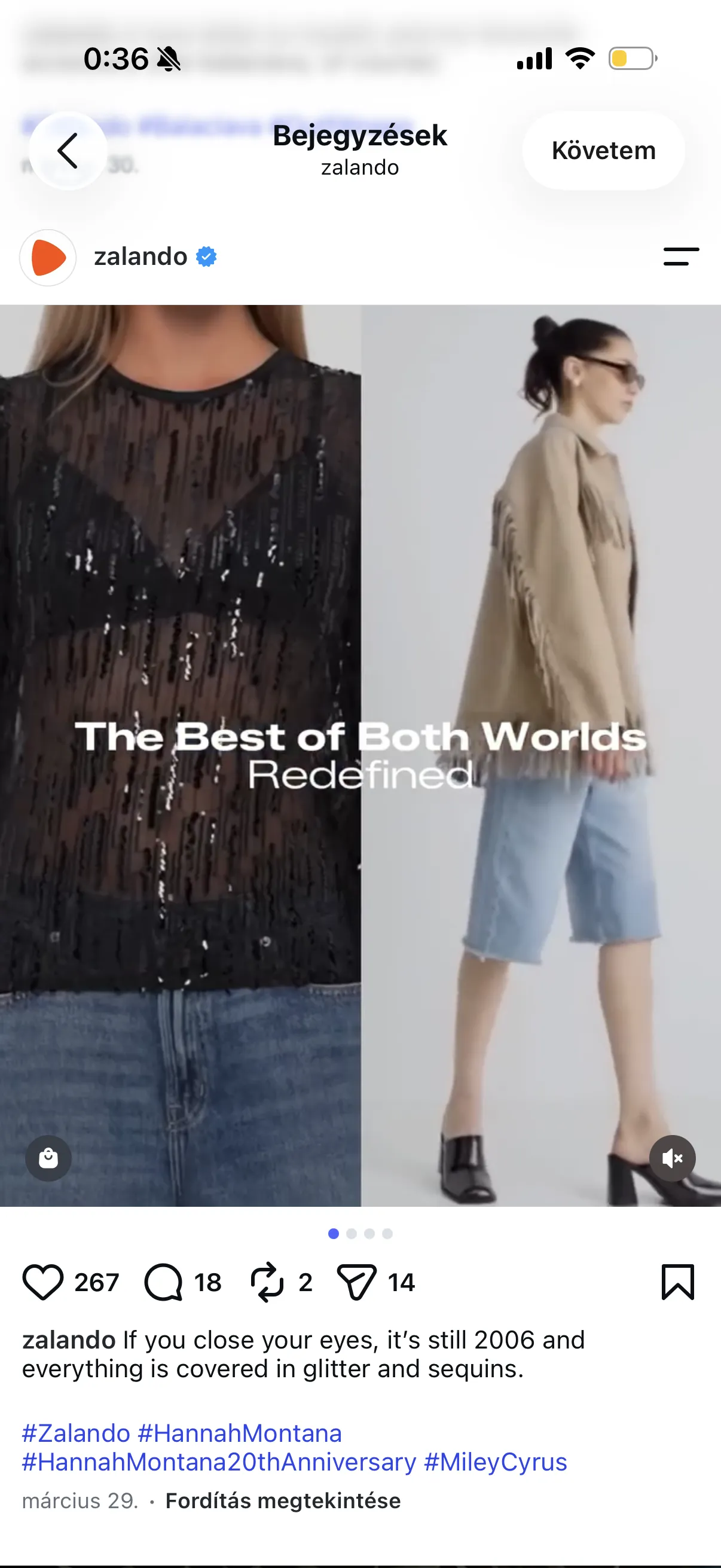 Instagram post pairing two outfits under the line "The best of both worlds"