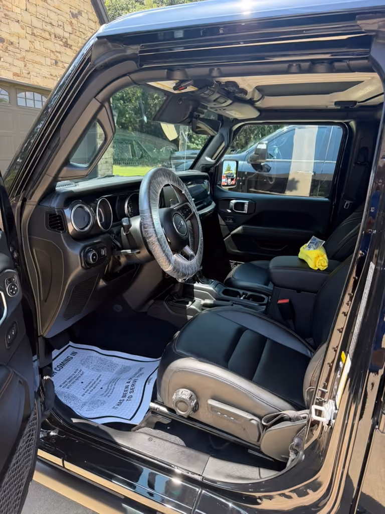 Jeep Wrangler interior after an interior car detail in Oklahoma City