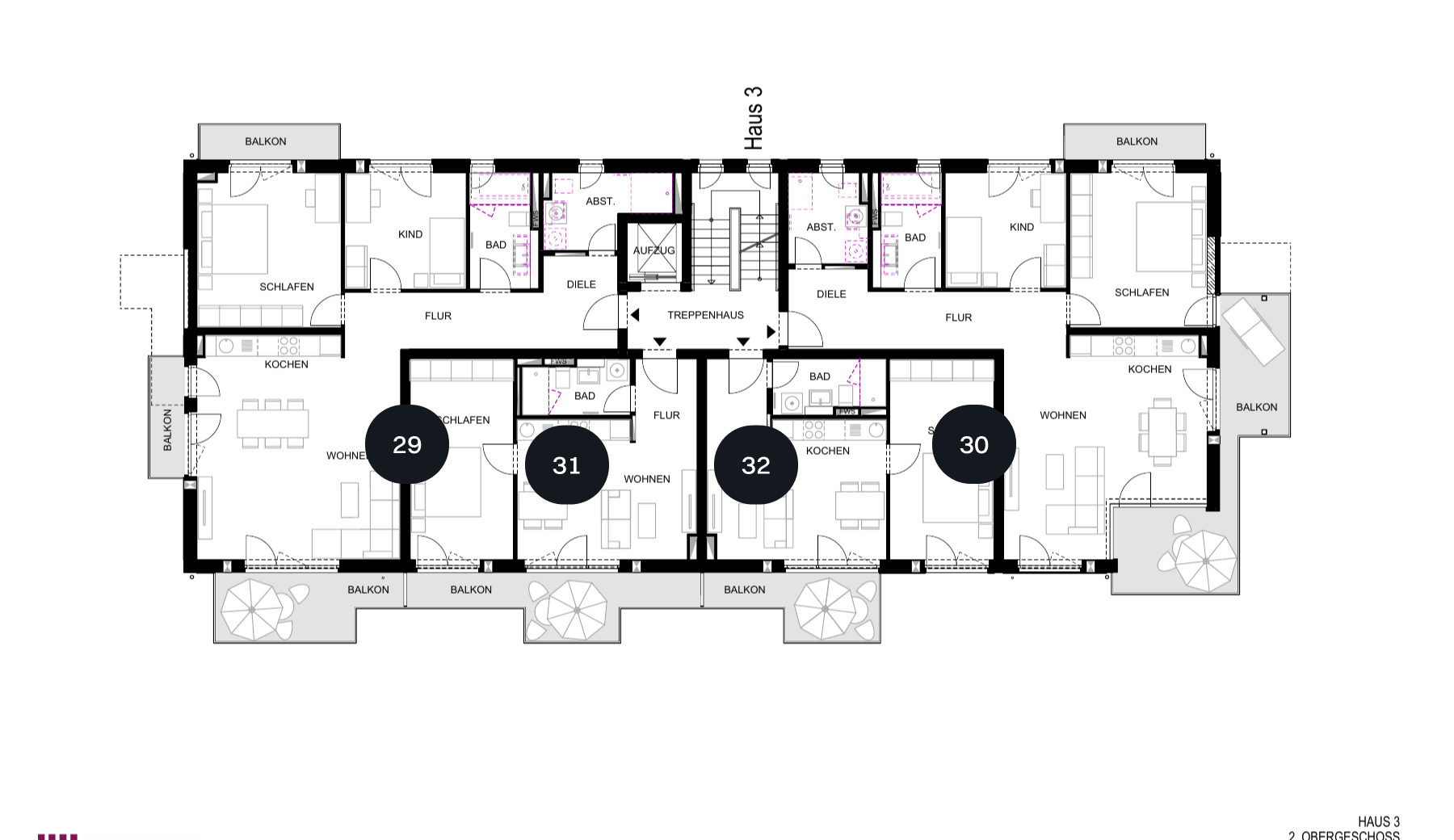 Lage der Wohnung im Etagenplan