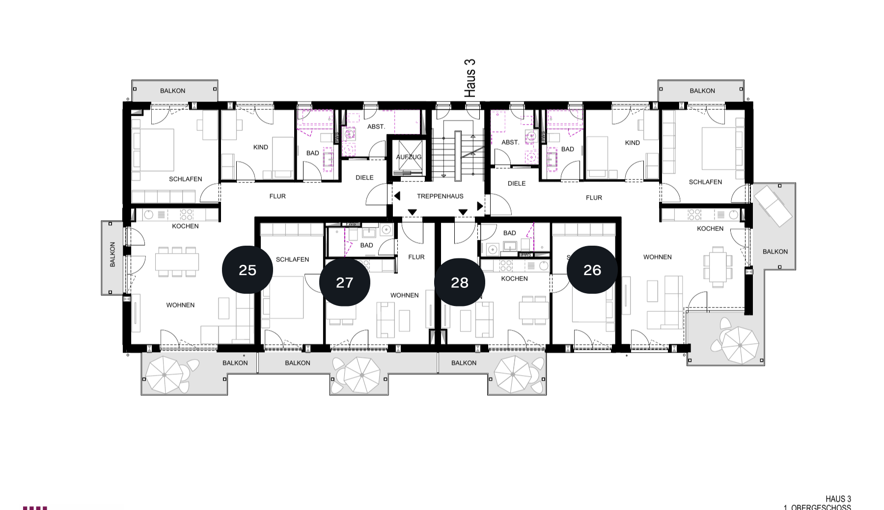 Lage der Wohnung im Etagenplan