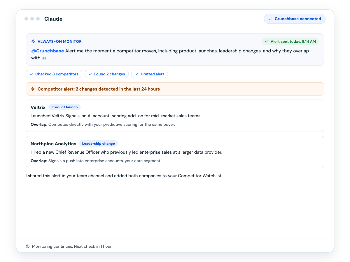 Set Up Crunchbase in Claude