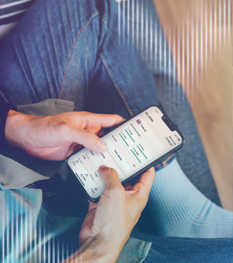 A person using an app on a smartphone