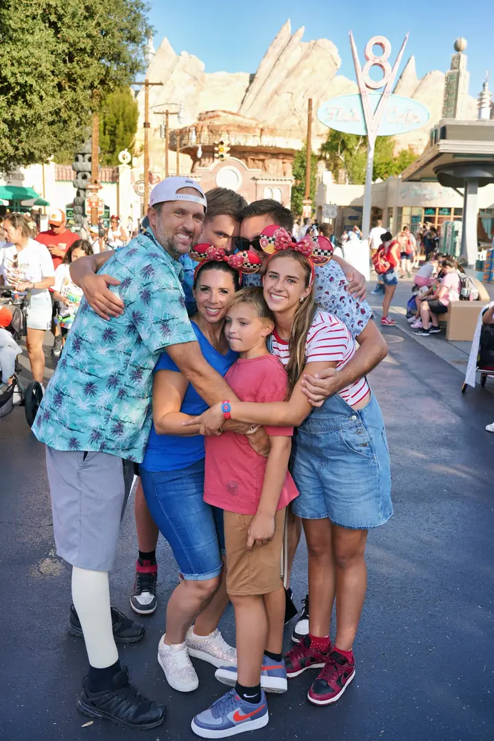 Paul with family on Main Street