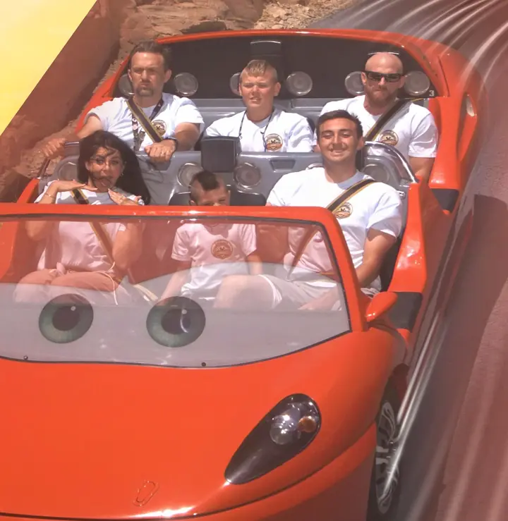 The crew on Radiator Springs Racers