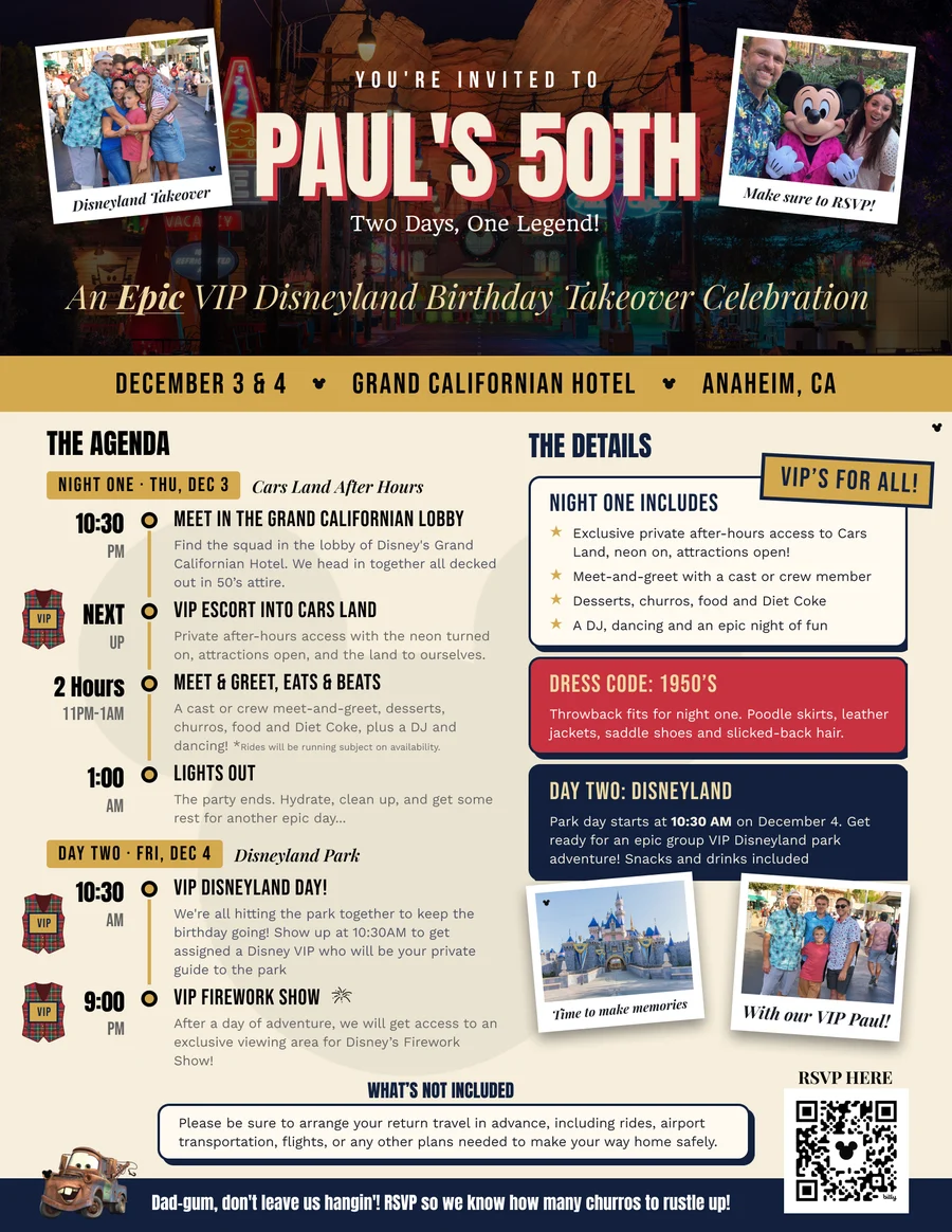 Paul's 50th printable flyer