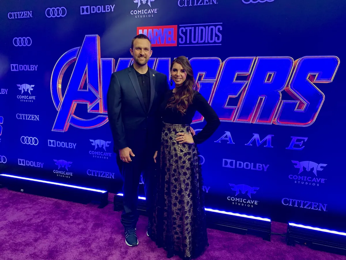Paul and his wife at a red carpet premiere