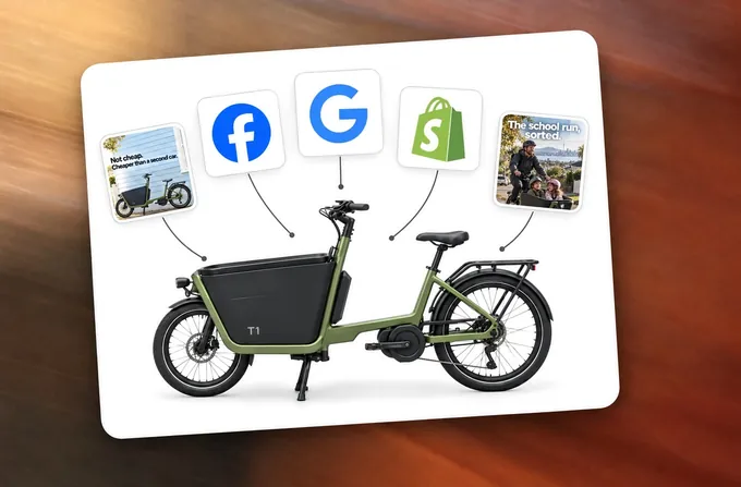 A cargo e-bike linked to Facebook, Google and Shopify tracking