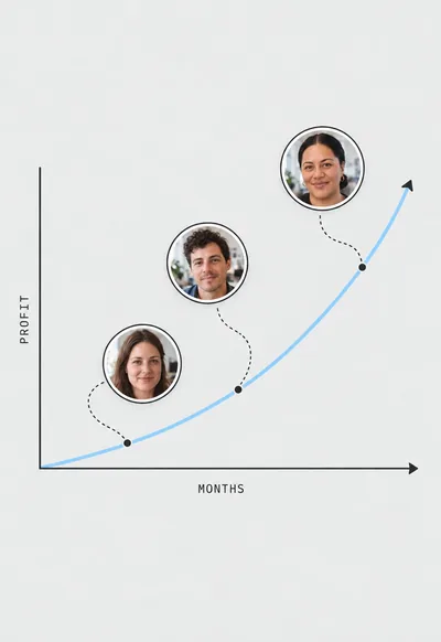 Dashboard chart with profit rising over the months
