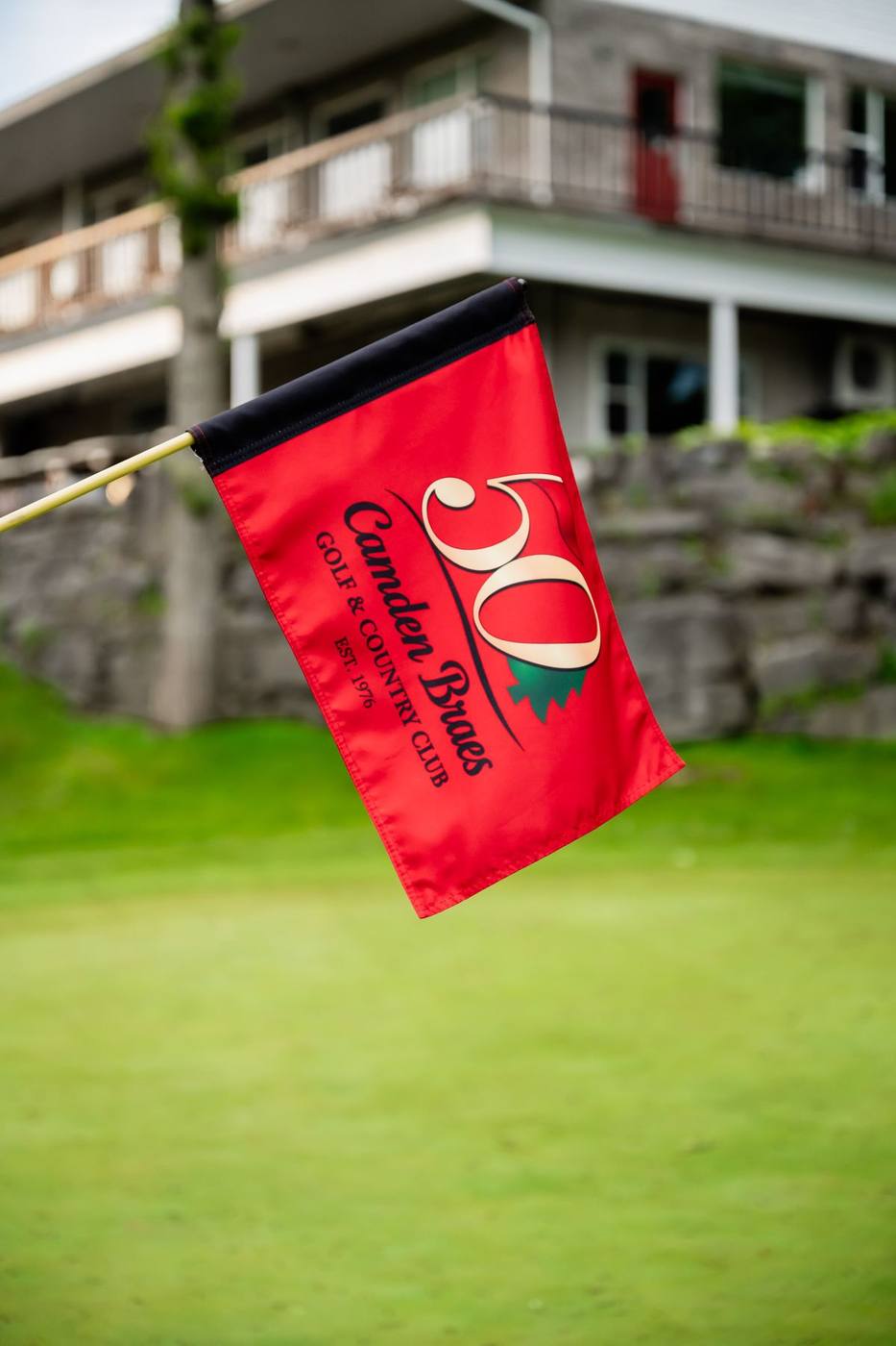 Red 50th anniversary flag