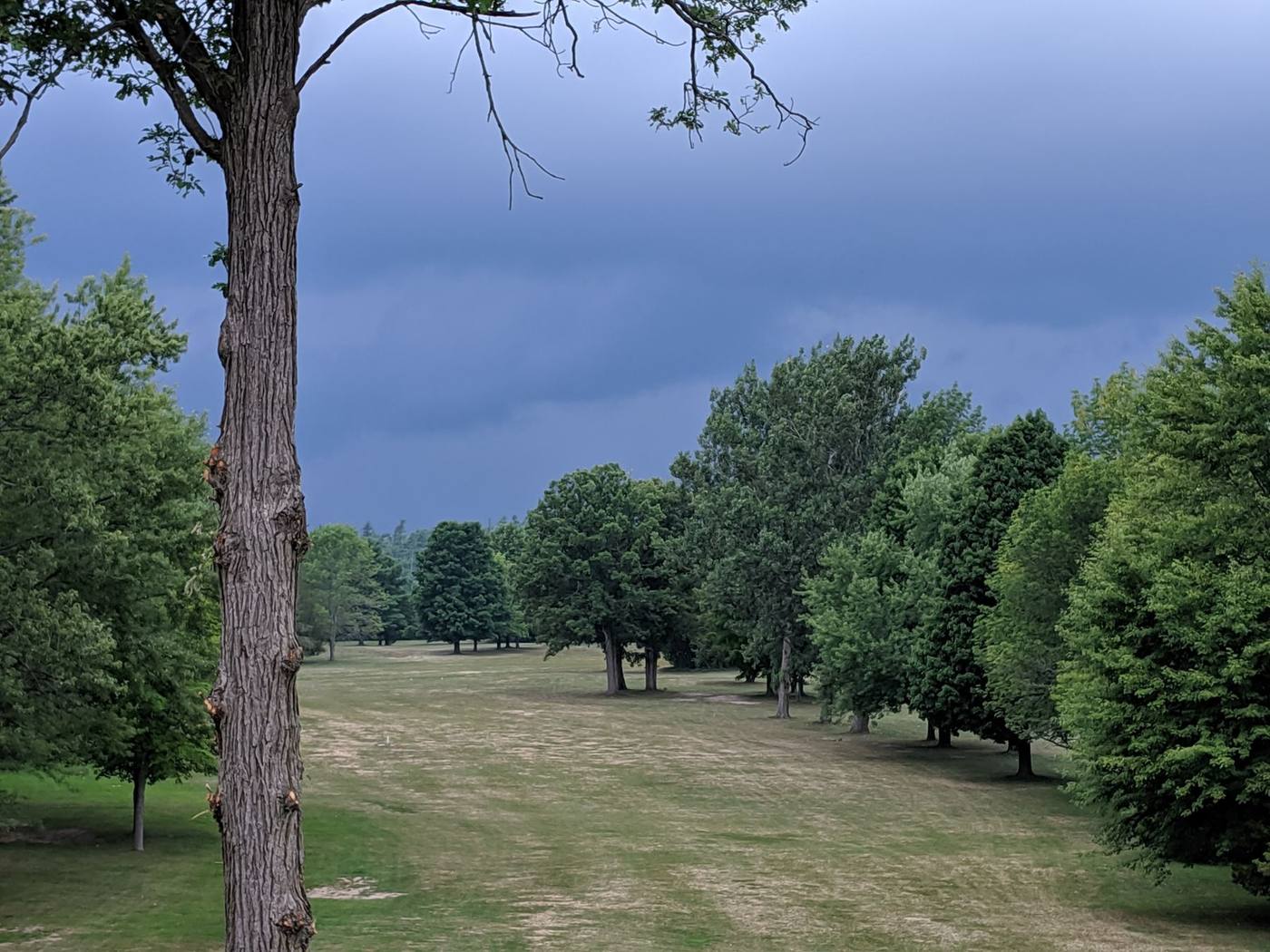 Storm clouds rolling over the fairway