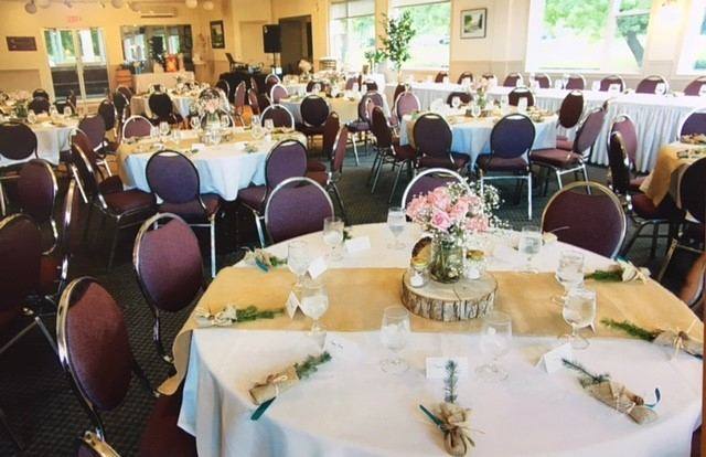 Outdoor wedding ceremony on the course