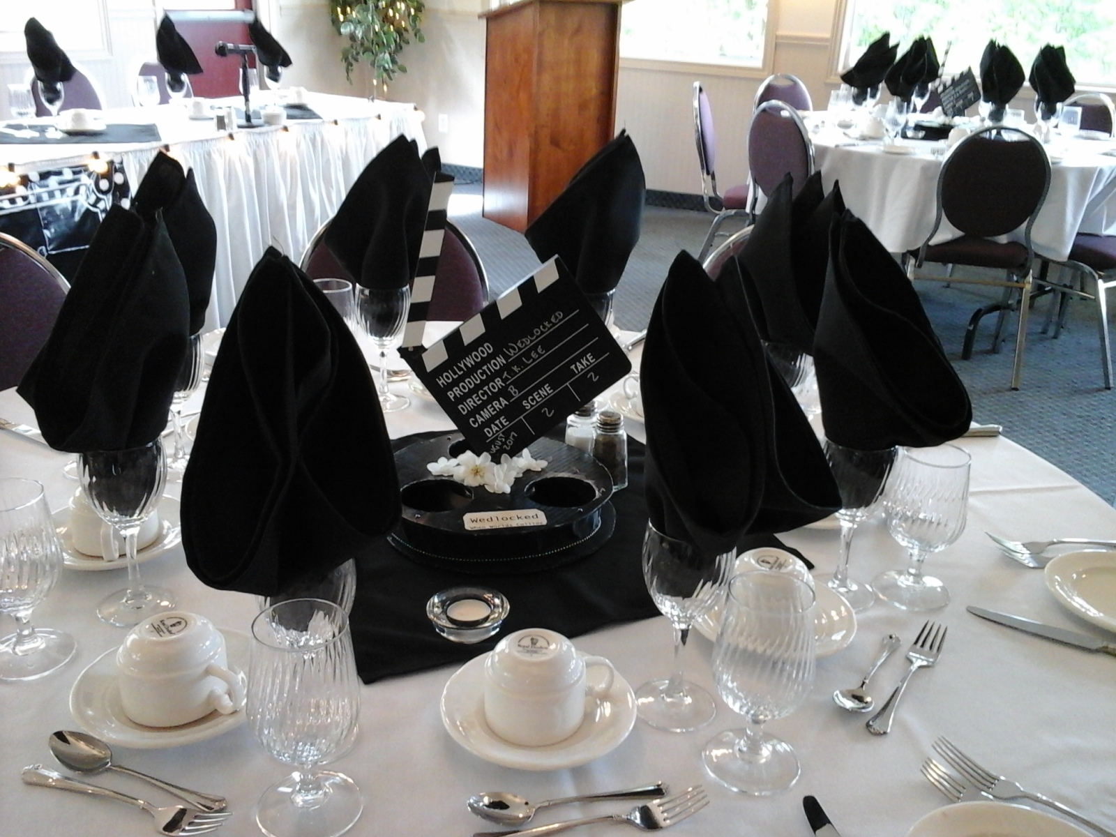 Reception table setting in the clubhouse